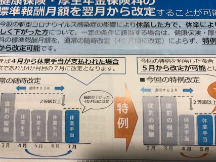 健康保険・厚生年金保険料の標準報酬月額を翌月から改定